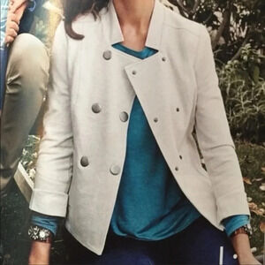 Cabi Knit Moto Jacket Double Breasted Button‎ Front Blazer Neutral Size S